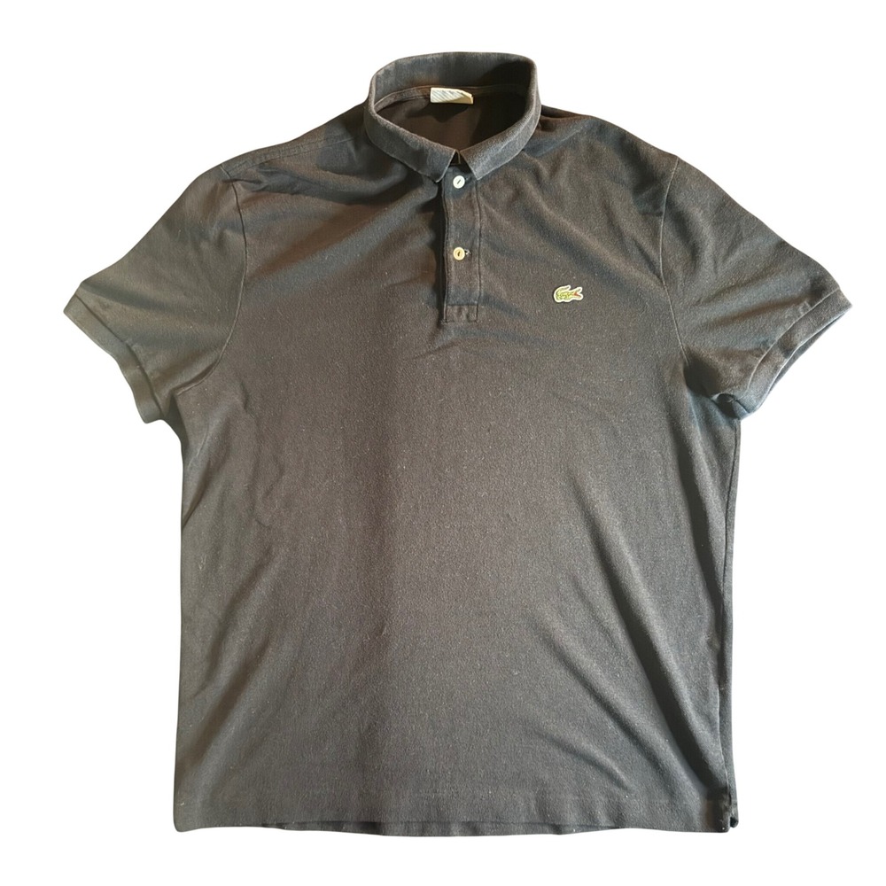 Lacoste Classic Piqué Polo Shirt Mens 7 XL Black Short Sleeve Logo F5191